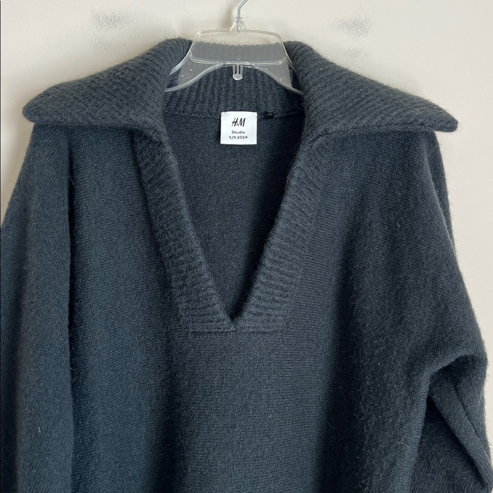 H&M Studio Collection Thick Collared Sweater Wool Blend Oversized Women's Small - Picture 2 of 8